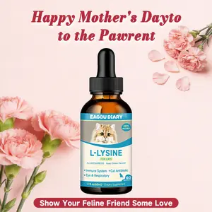 L-Lysine for Cats,Lysine Drops Immune Support Supplement,Sneezing,Cold,Allergy Relief,Runny Nose,Feline Respiratory,Natural Antibiotics for Cats with Colostrum,Taurine Cat(Roast Chicken Flavor/2floz)