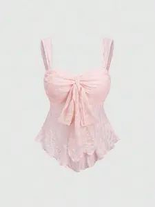 MCKAURA Bandeau Butterfly Textured Print Cropped Top