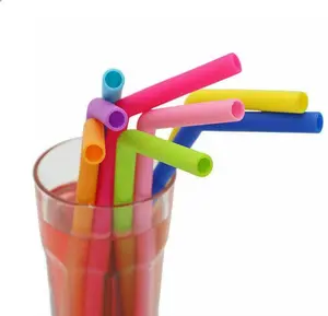 10 Silicone Drinking Reusable Straws with Bag, 6 Bend 4 Straight