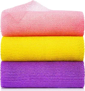 3 Pieces African Net Bath Sponge African Exfoliating African Scrubbing Long Net Rag African Wash Net Shower Body Scrubber, Yellow Pink Purple GIGULES