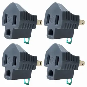 3 Prong to 2 Prong Adapter, Polarized Grounding Converter, 3-Prong Plug Adapter, ETL, Grey, 4 Pack