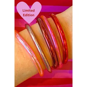 Limited Edition Valentine's Day Stack, Thai Buddhist Temple Bracelets, Mantra Bangles
