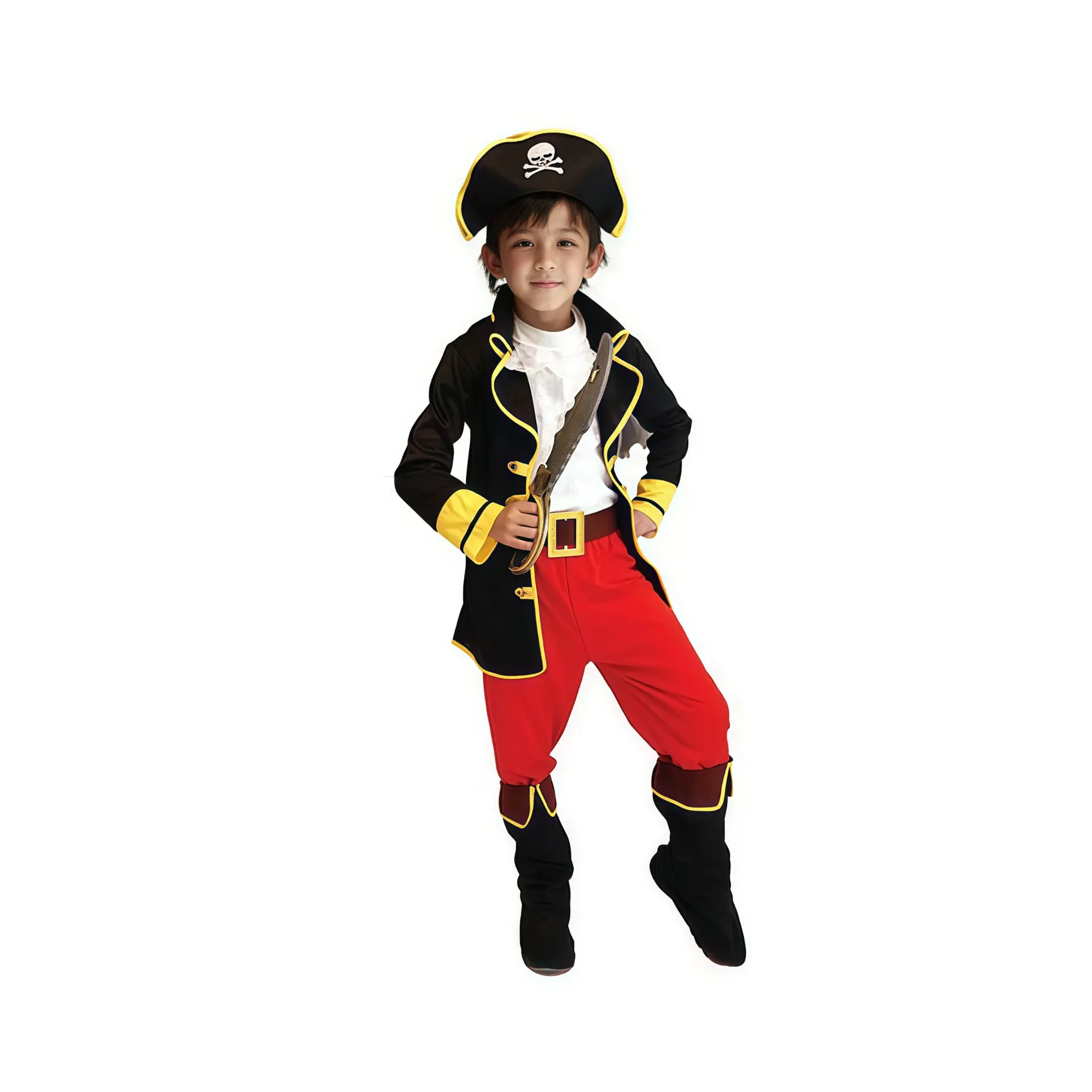 Children's Weathered Caribbean Little Pirate Performance Costume - Elastic Waistband, Multi-Size, for Halloween, Stage Cosplay