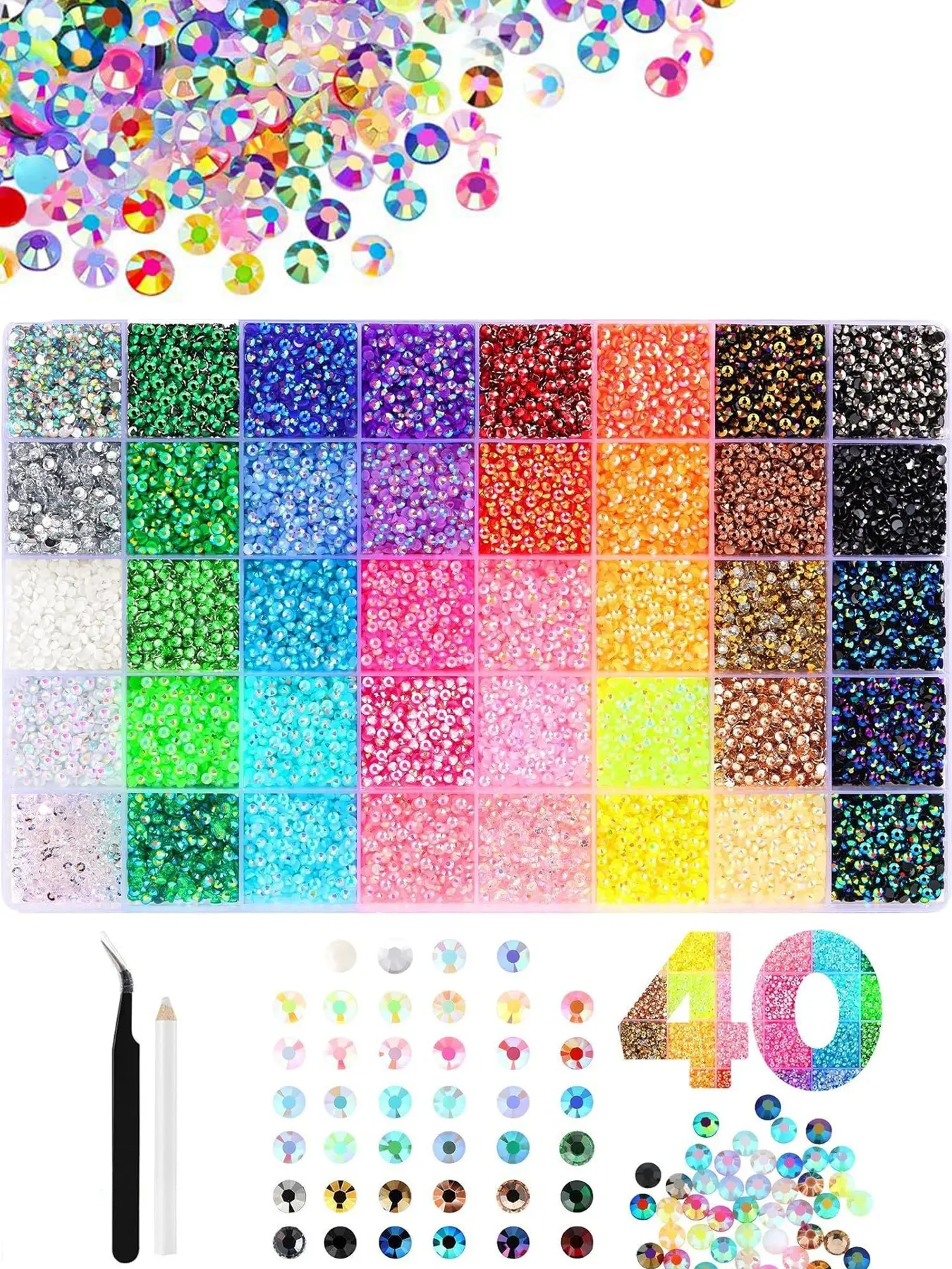 Resin Jelly Rhinestone Kit, Multicolor 3mm Flat-Back Rhinestones, B7000 Jewelry Glue, DIY Art and Craft Supplies, Perfect Gift, Bling Rhinestone Decoration
