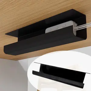 Self-Adhesive Desktop Cable Management Tray, Plastic Wire Organizer, No Screw Installation, Ideal for Office and Home Use, Reduce Clutter