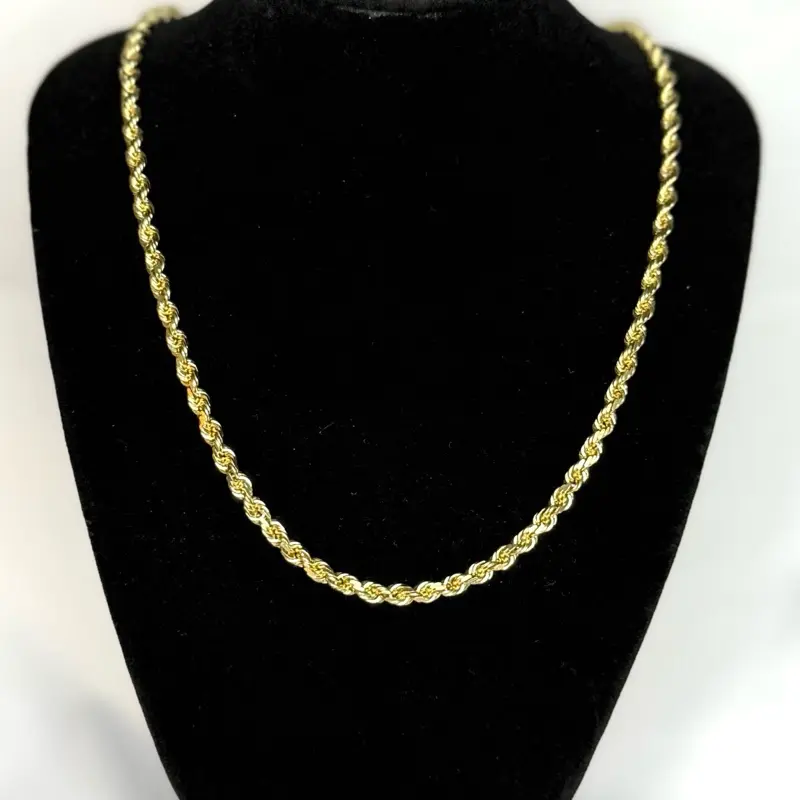 14k Rope Chain, Solid Gold Necklace for Daily Wear, Men's/Women's Fine Jewelry Accessory