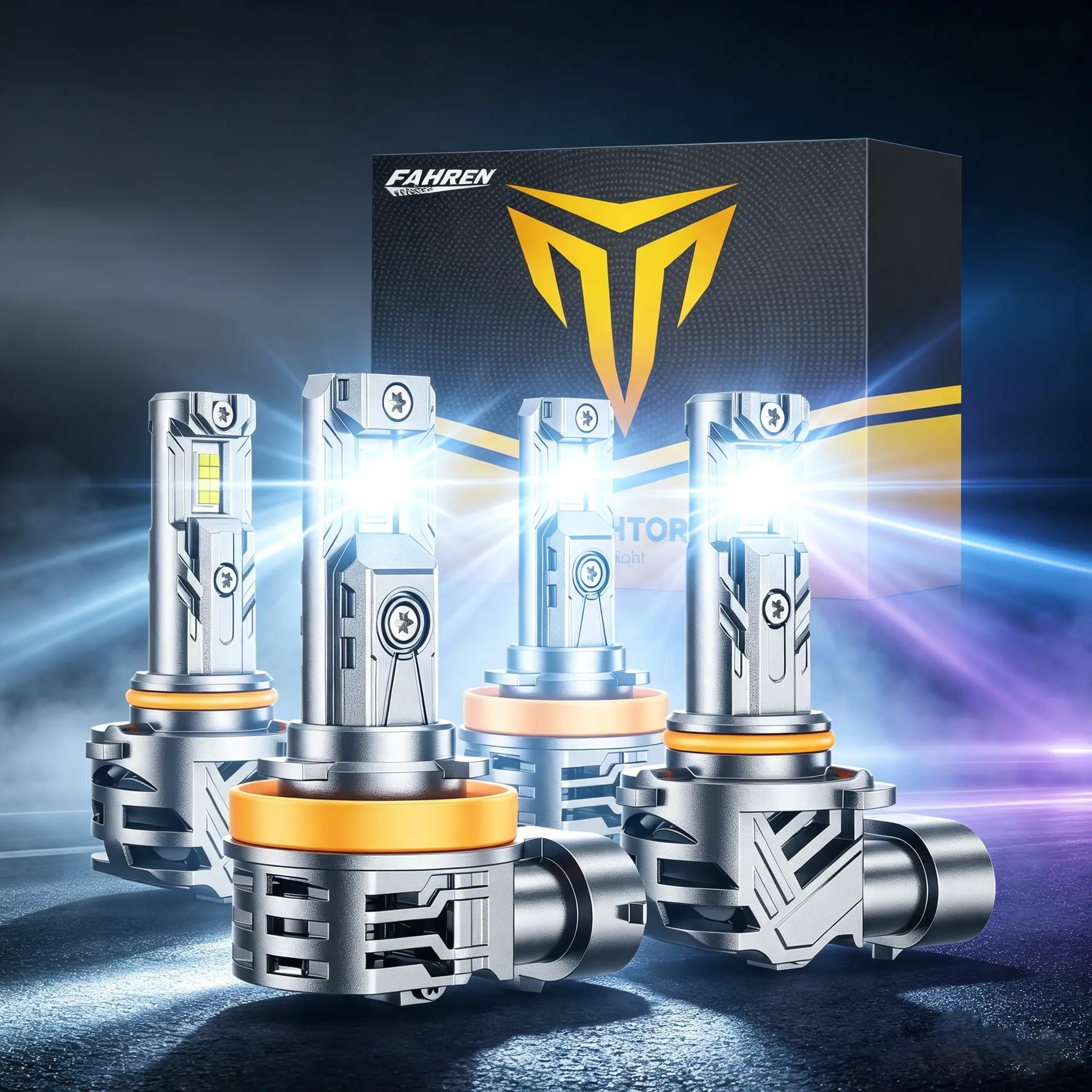 FAHREN H11 H8 H9 & 9005 HB3 LED Bulbs Combo, 60000LM Ultra Bright, 6500K Cool White, 900% Higher Visibility, Off-Road Headlight or Fog Light Replacement Bulbs