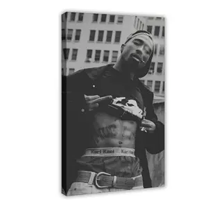 Tupac Poster - 90s Hip Hop Wall Art, Rap Icon Canvas Print, Vintage Music Decor, Iconic Rapper Room Wall Art