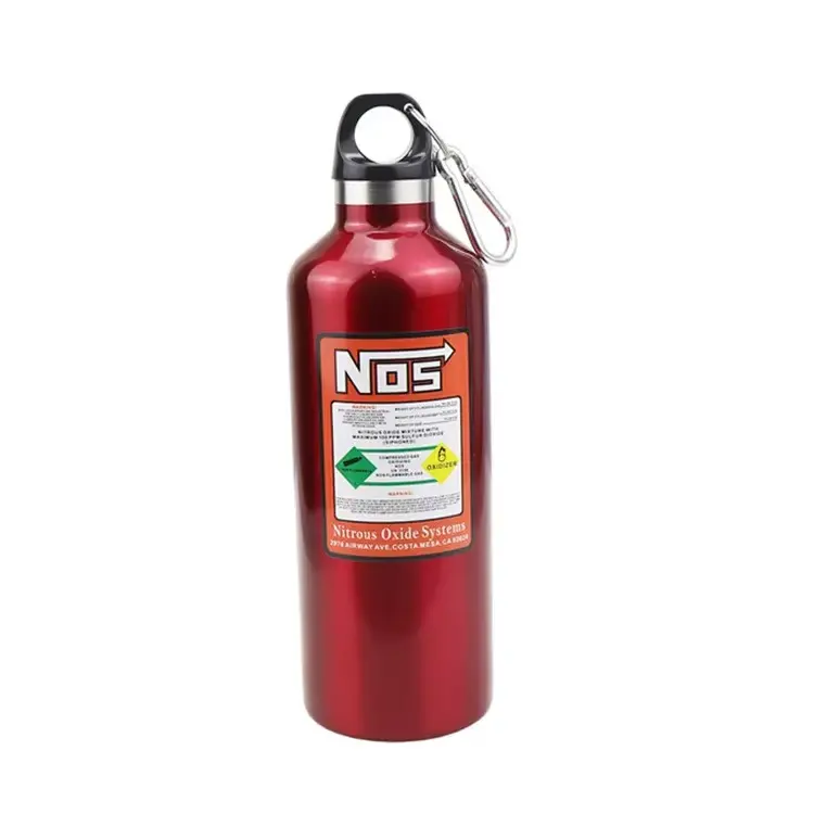 NOS Nitrous Oxide Themed Stainless Steel Thermos - 0-500ml Insulated Kettle (25.5*7.5cm), Tapered Shape, Leakproof, Portable, Lightweight, Straw-Included, Lid-Equipped Car Interior Accessory for Car Enthusiasts, Fishing, Adults, Casual Use