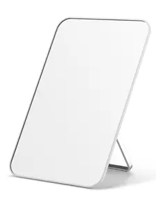 Desk Makeup Mirror, 8 x 5 inches Table Mirror with Foldable Stand and Hanging Hole for Shaving and Travelling, White