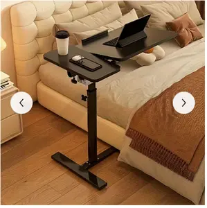 Adjustable Laptop Desk with Tilting Desktop & Hidden Wheels - Movable Rolling Computer Desk for Home Office, Bedside Workstation, Space-Saving Design, Easy to Adjust & Reposition, Sturdy