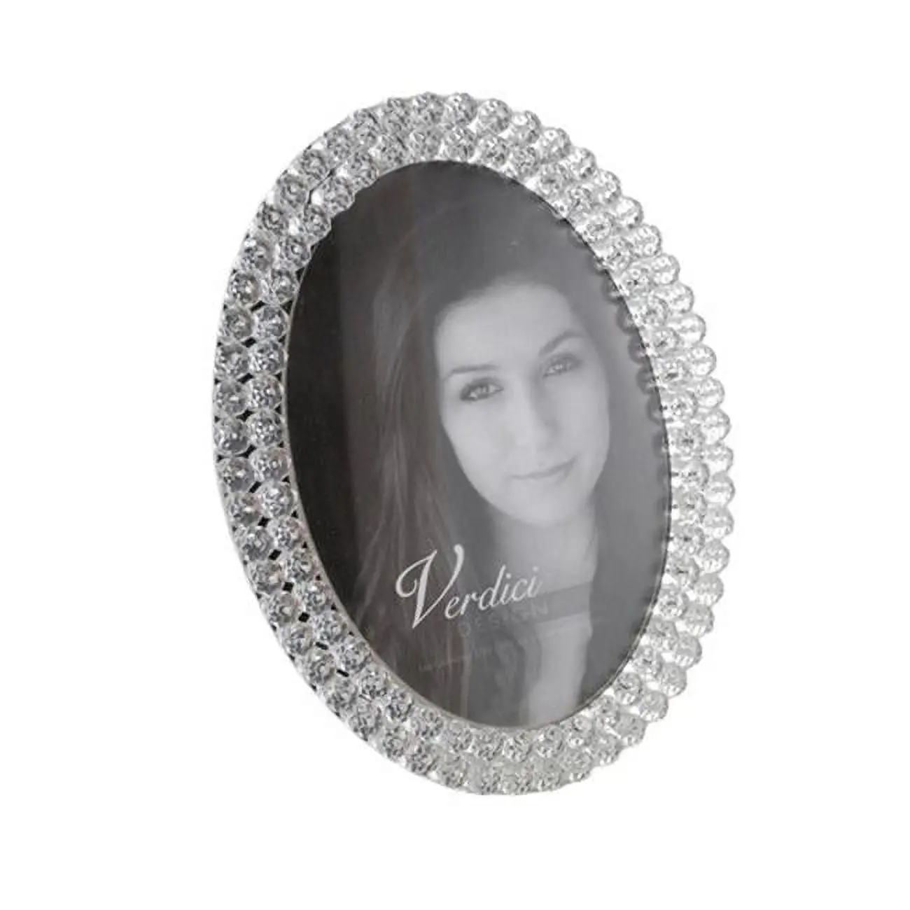 Metal Oval Photo Frame with Crystals, 8x10 in Decor for Home Room Decor