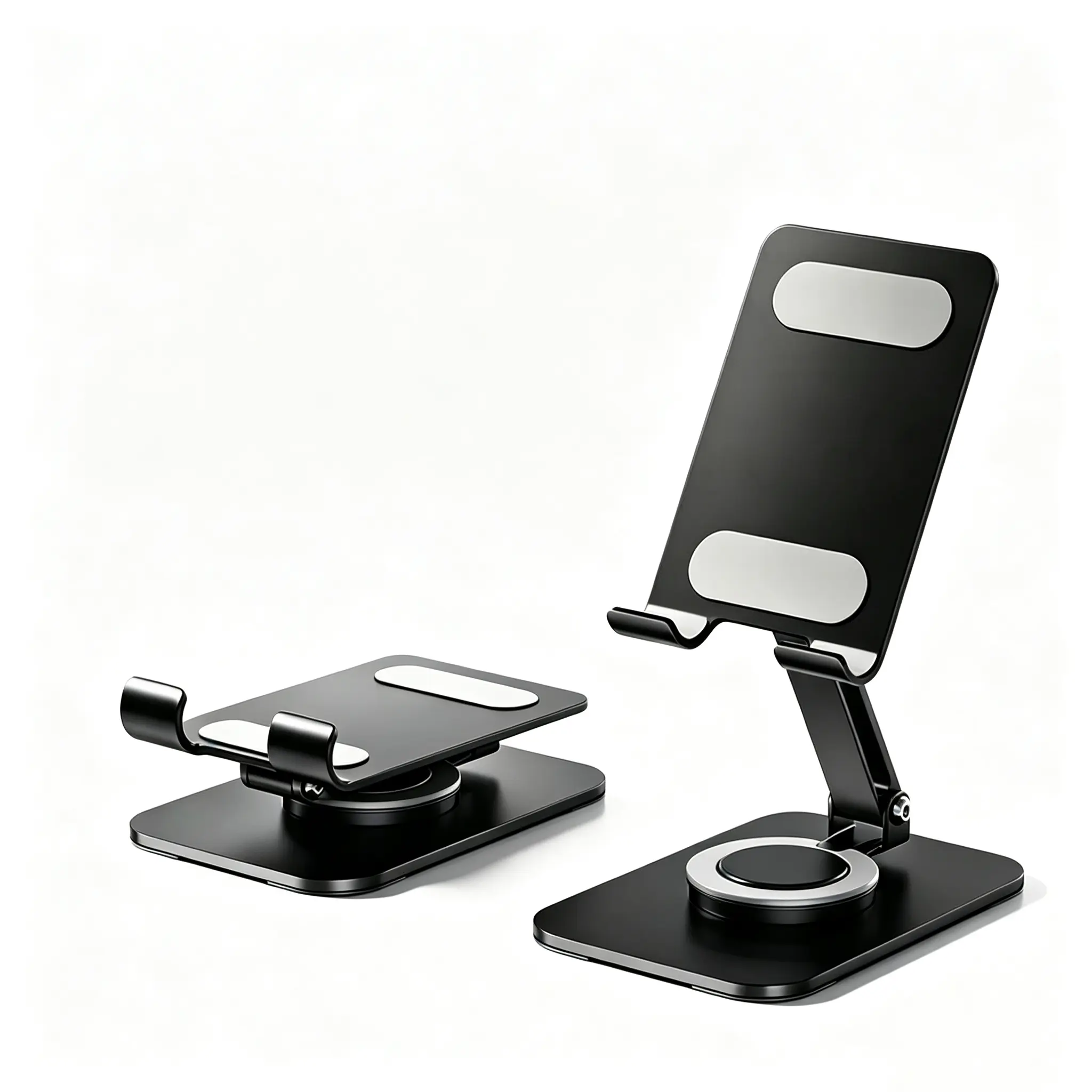 Foldable Metal 360-Degree Rotating Compact Mobile Phone Stand, Adjustable Portable Bracket for Smartphones & Tablets, Sturdy Base Home Office Accessories for Electronic Devices