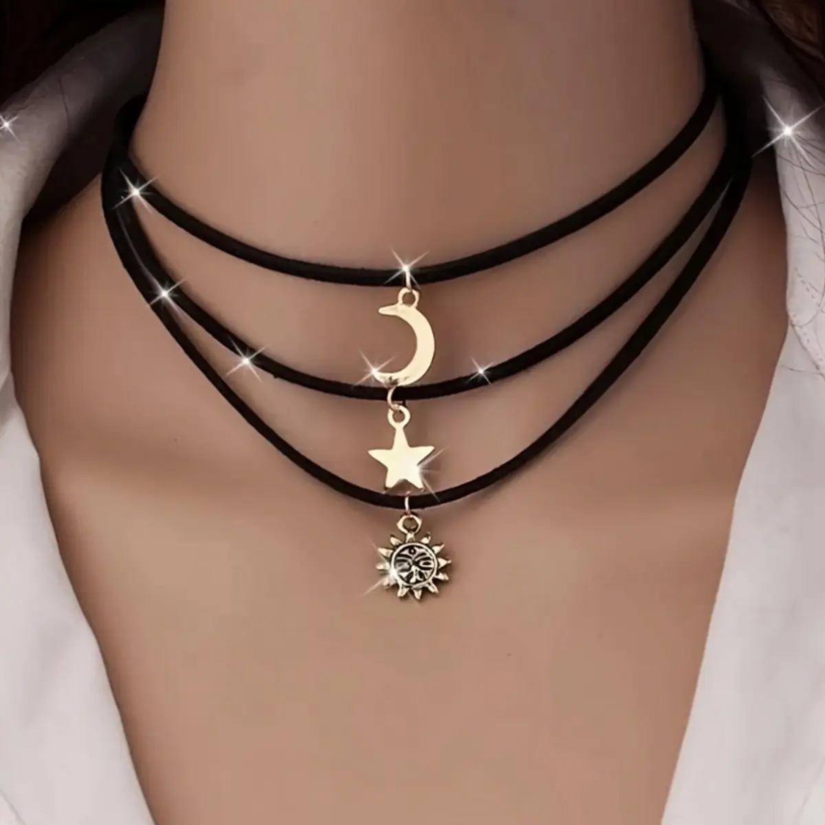 3-Piece Boho Necklaces for Women, Vintage Style Celestial Star Layered Set in Copper Finish - Stylish Accessories Gift, Jewelry Stack, Solar System, Spiritual Jewelry, Daily, Everyday, Astronomy Lovers, Casual, Metal Coating, Alloy, Lobster Clasp