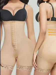 Adjustable Straps High-Waist Tummy Control Breathable Bodysuit with Triple Hook Closure & Anti-Slip Leg Bands – Seamless Shapewear for Postpartum, Workout, Everyday Slimming