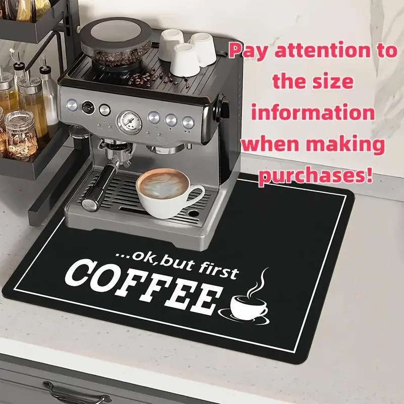 Coffee Machine Mat - 11.81*15.75in, Absorbent, Non-Slip, Oil-Proof, Washable, Protective Kitchen Countertop Mat, Coffee Maker, Coffee Bar Mat, 1pc