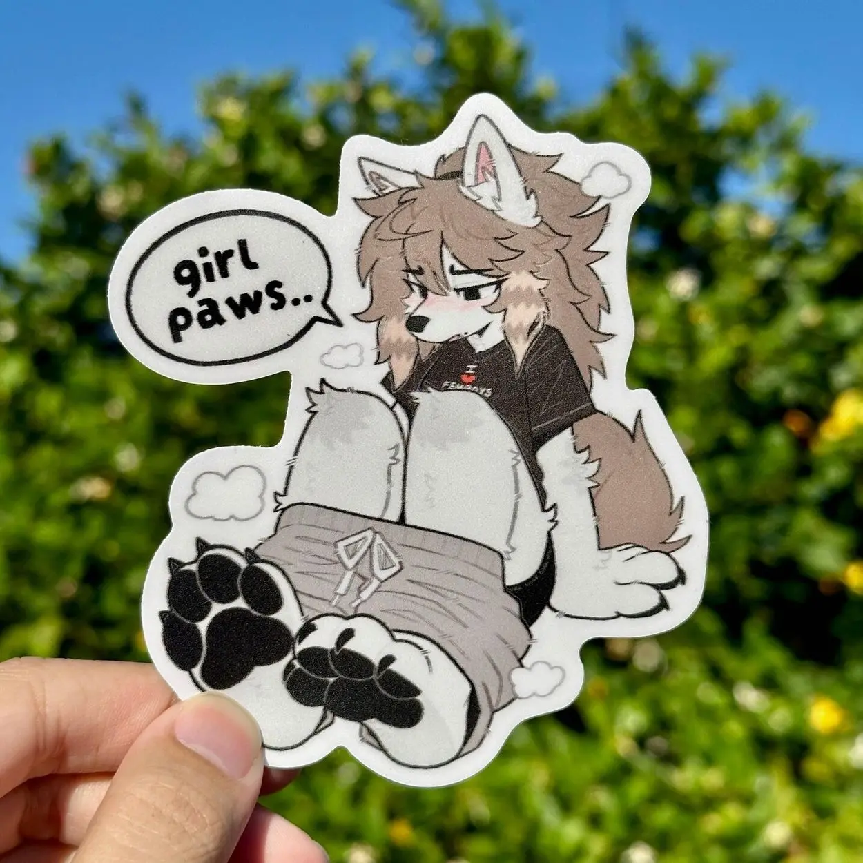 Fry Wolf Dog - Girl Paws Furry Stickers