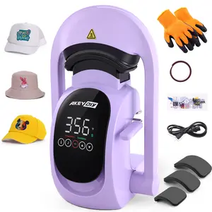 AKEYDIY 3-in-1 Auto Hat Heat Press Machine for Caps with 3pcs Interchangeable Platens Automatic Open Release Touchscreen for Precise Time Temp Control Heat Transfer Printing for Caps,DIY Sublimation Caps,Christmas Gifts