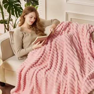 ROSEKIND Cozy Blanket-Patio Furniture Decor,Classic Stripe Pattern, Ideal for Bed,Couch, Travel,Camping, All Seasons,Home Bedroom Decor