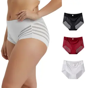 6pcs Women's sheer ice silk mid-waist panties, soft and comfortable women's underwear,sexy semi-transparent butt-lifting seamless bikini briefs, suitable for fitness, sports, and everyday wear. Breathable Knicker Womenswear