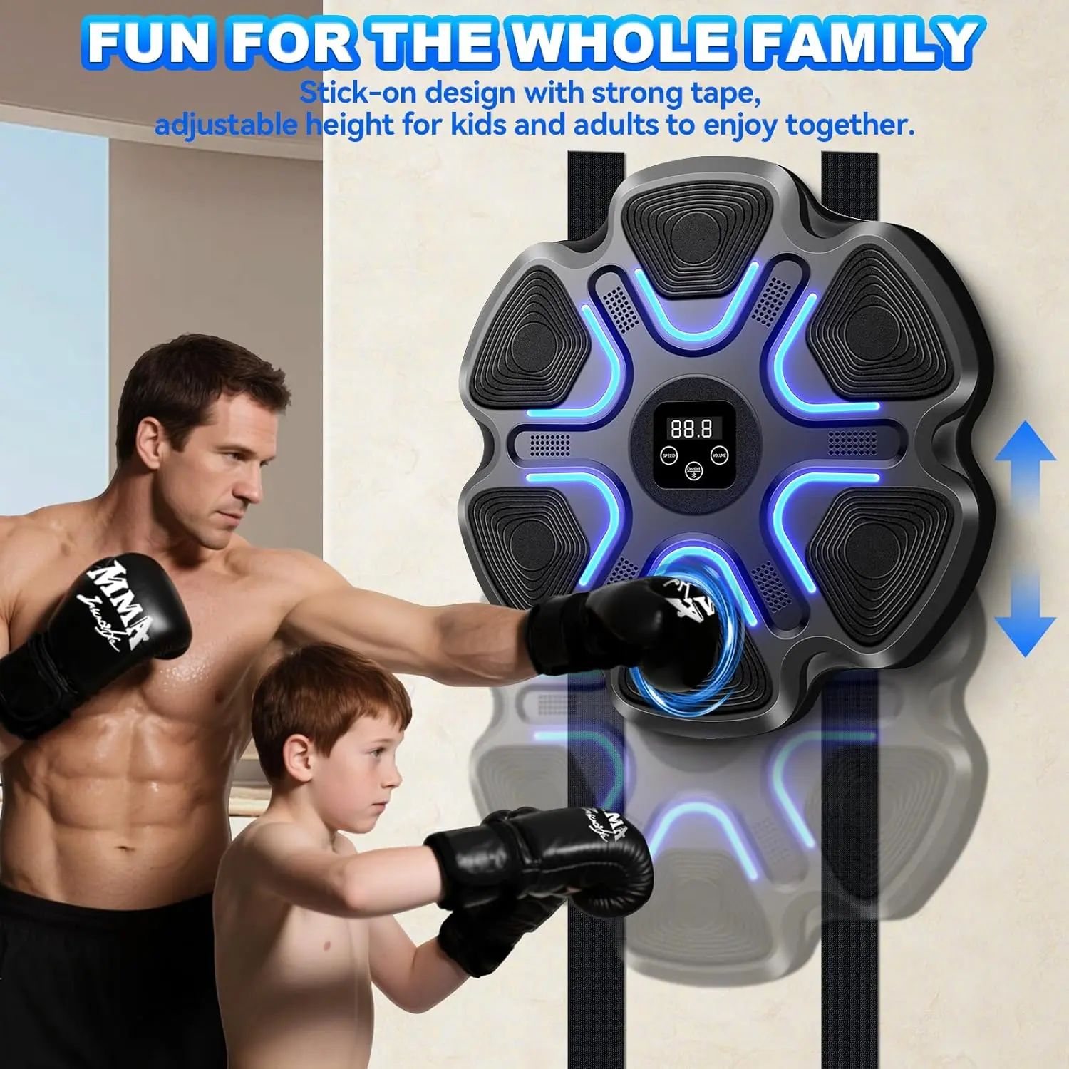 Smart Music Boxing Machine, Wall-Mounted Electronic Trainer with Bluetooth and Gloves for Adults & Kids Home Gym Workout