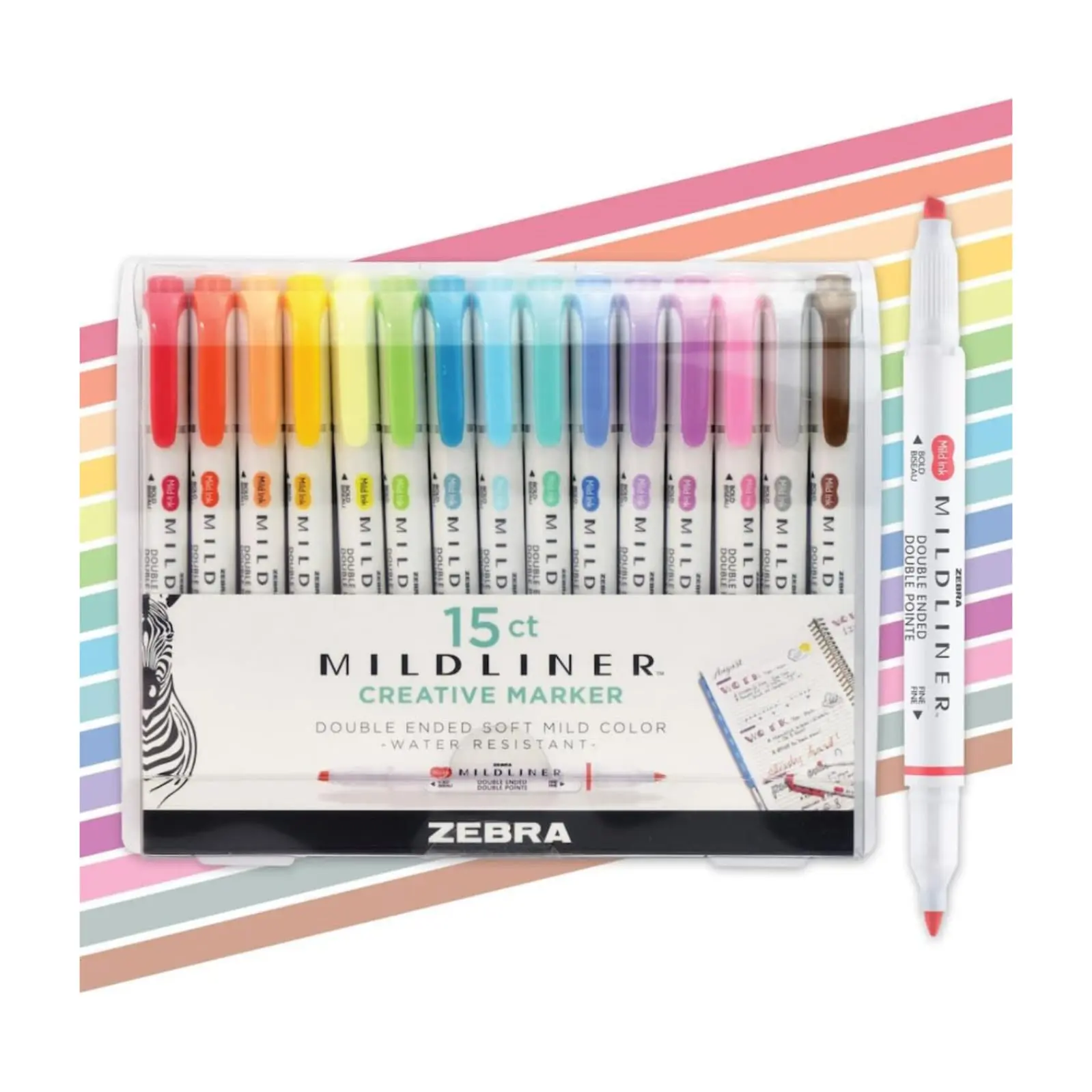 Dual Tip Highlighter Marker Set 15 Pack, No Bleed Pastel Highlighters, Fine Point & Broad Chisel Tip Pens for Bible Highlighting, Journaling, Planner, School and Office Supplies