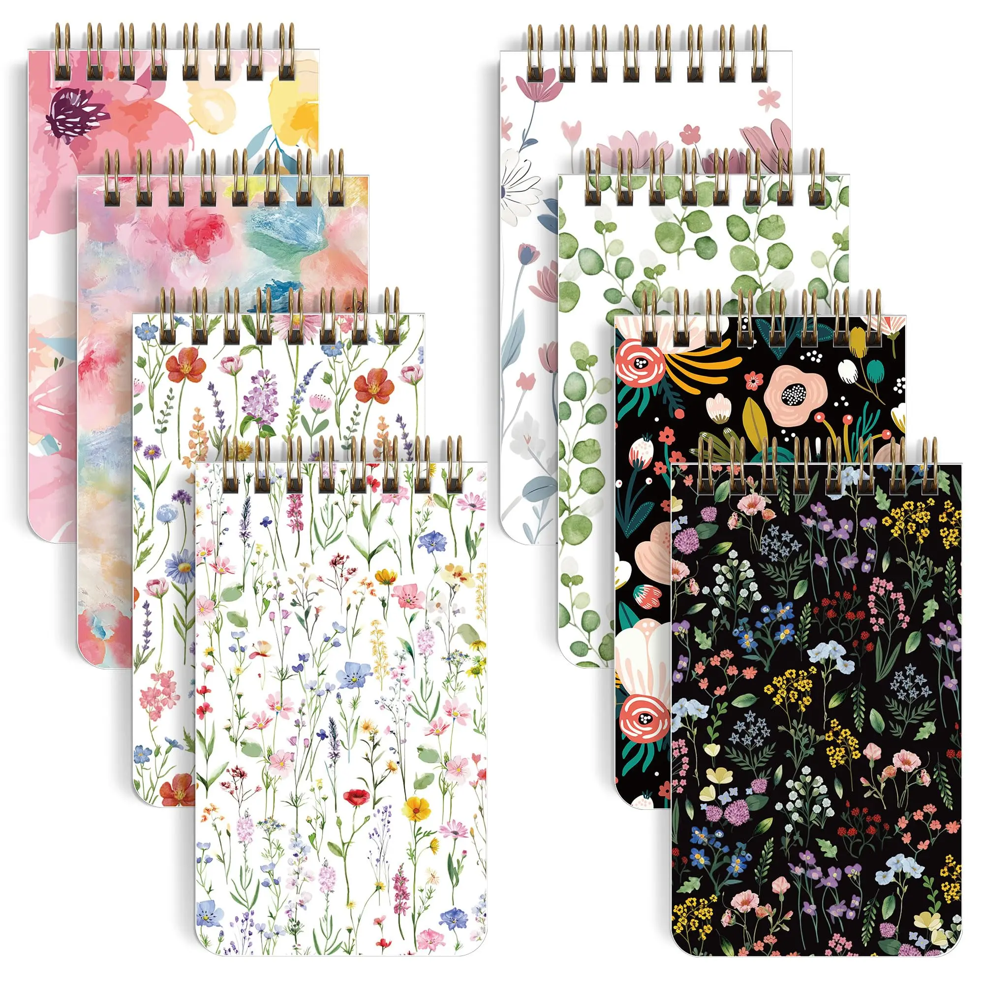 SKYDUE 8-Pack 3"x5" College-Ruled Mini Handheld Pocket Notebooks, Twin-Wire Spiral Bound Office Stationery, Ink-Bleeding Resistant Aesthetic Journals, Durable Journaling Supplies for Students (Assorted Notebooks)
