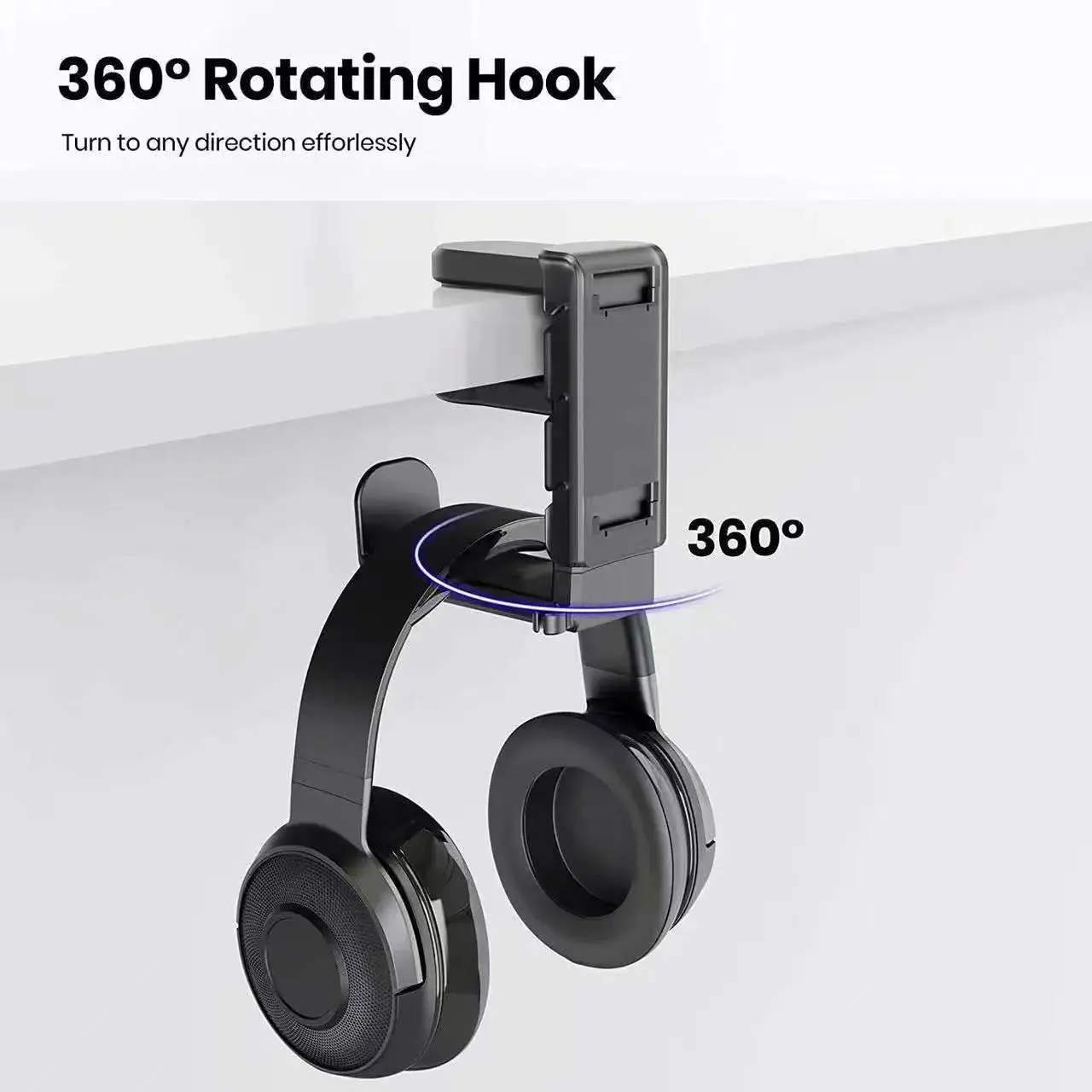 PC Gaming Headset Stand with Adjustable and Swivel Arm, Universal Desktop Stand for Headsets, Space-saving design, suitable for gamers, Headphone Storage, Headphone Hanger, Headset Holder