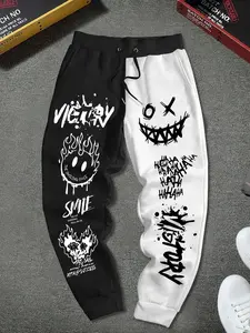 Men's Letter Print Drawstring Sweatpants Regular Fit Casual Comfy Pants Daily Wear Streetwear Trousers All Seasons Casual Bottoms 2026 Breathable Soft Lightweight Trendy Home Work Outdoor Hip Hop Jogging