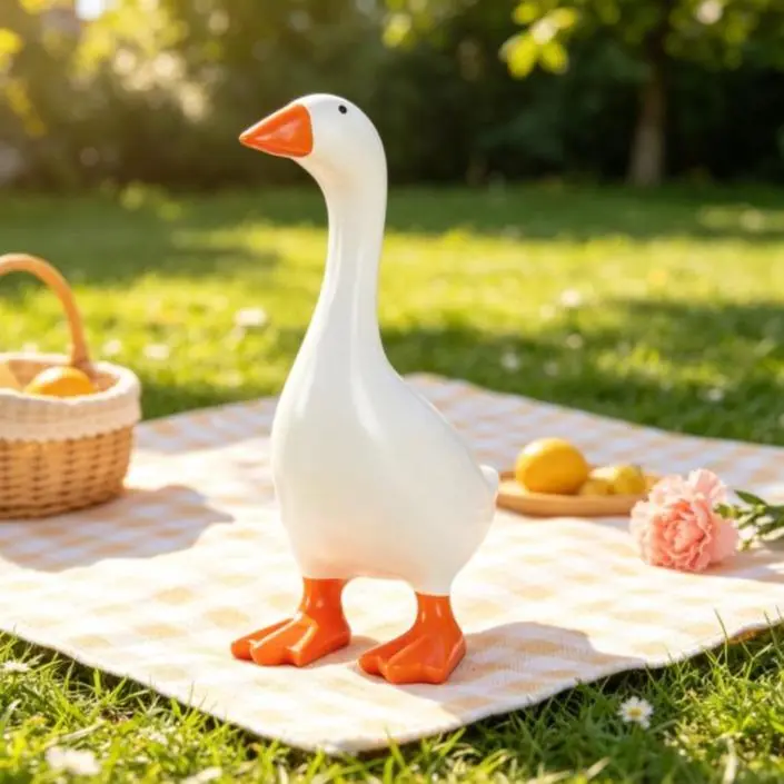 7-Inch Funny Goose Statue Ornament - 1-Piece Minimalist Desk Organize with Magnetic Beak Key Holder, Cute Figurine, Shelf Decor, Unique Home Gift (Comes in Protective Box), Ornaments