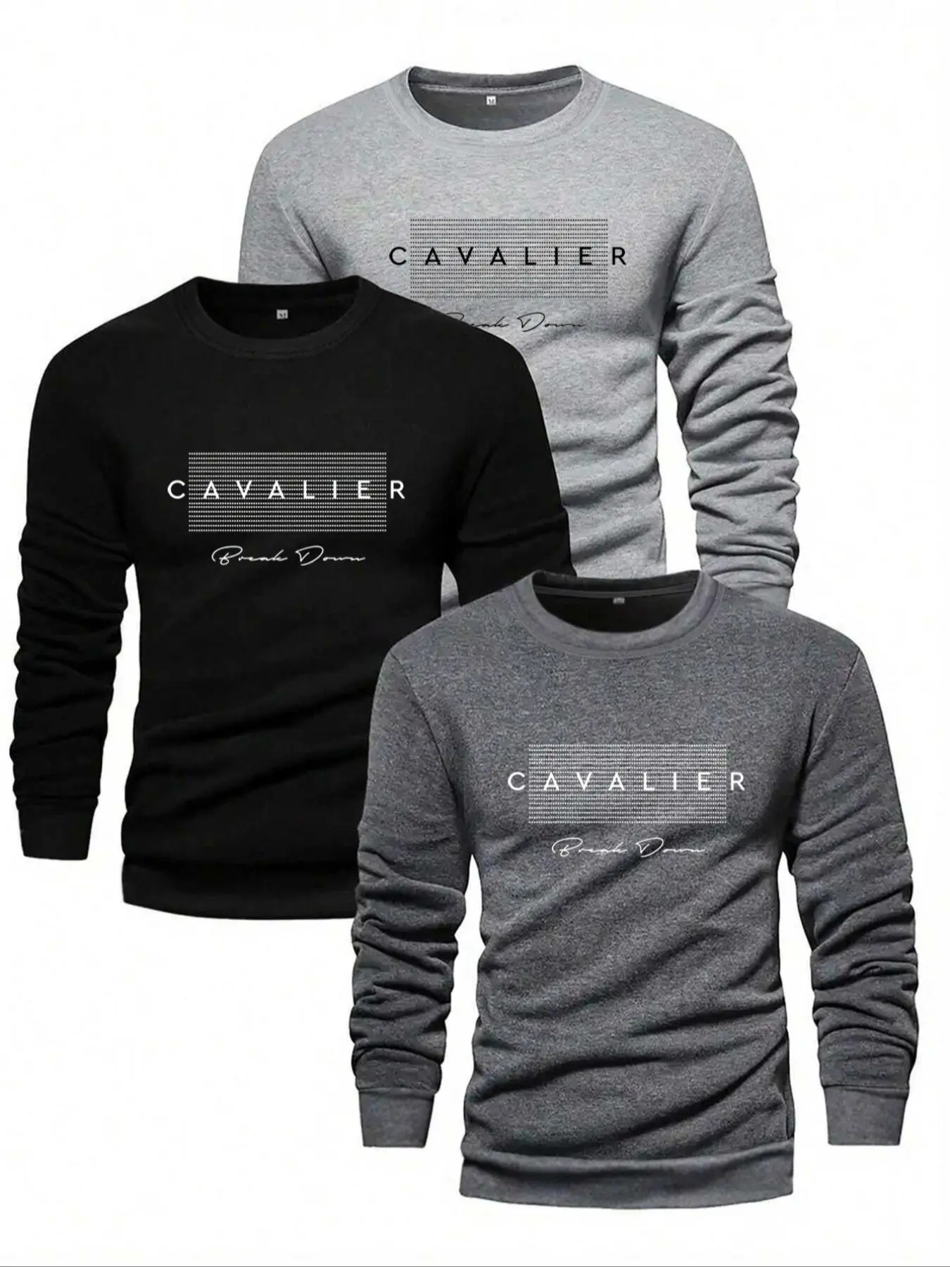Men's Letter Print Round Neck Tee, Regular Fit Casual Streetwear Long Sleeve Fitted T-shirt for Fall & Winter, Men's Clothes for Daily Wear