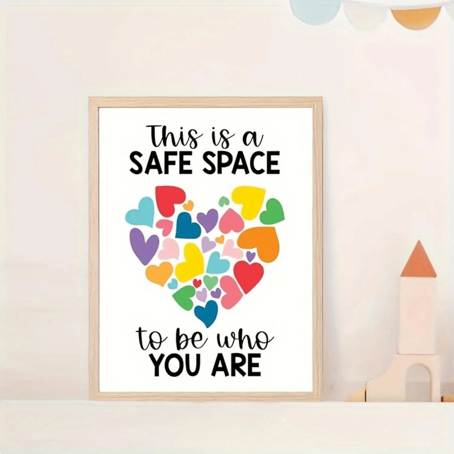 Safe Space & Kindness Classroom Posters - Diversity-Themed Decor for Teachers, 8x10in (Frame Not Included)