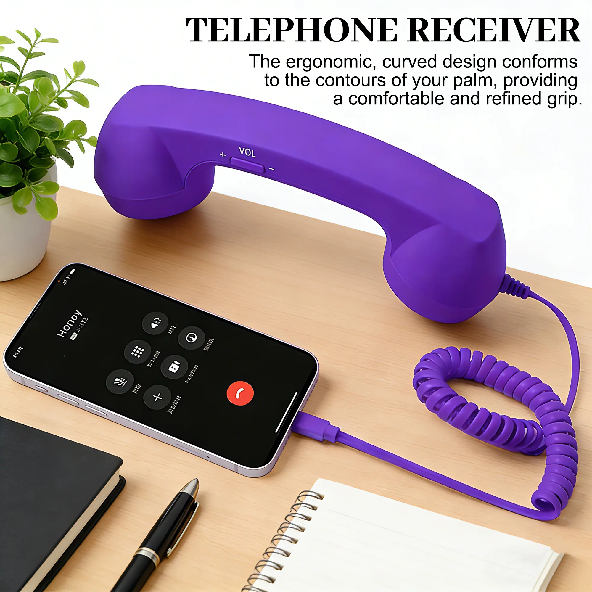 Retro Style Landline Telephone Handset - 2026 New Type-C Plug Wired Receiver, Versatile Mobile Accessory for iPhone Users, Stable Calls & Video Meetings