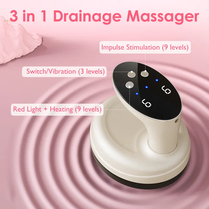 SooRadiant 3-in-1 Electric Handheld Body Massager with Heat, Vibration & Red/Blue LED Light, Portable Muscle Relaxation & Fascia Massage Tool for Belly, Legs, Arms & Full Body, Daily Self Care Essentials, Relaxing Gifts for Women