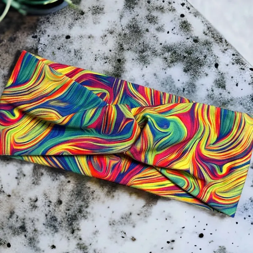 Melted crayon Rainbow stretchy headband