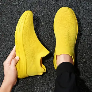 FEELACES Men's Slip on Walking Shoes - Fashionable Sports Shoes with Lightweight Non Slip Soles, All-Black Modern Sneaker Design for Casual, Athletic, or Work Attire