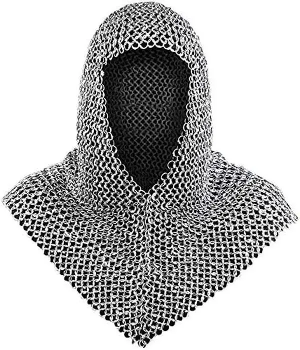 Medieval Warrior Chainmail Coif Armor, 18.75 Inches - Costumes for men and women, Cosplay, Renaissance, Menswear, Costume Ideas, Cosplay Gear, Butted Rings, Classical Costumes & Accessories