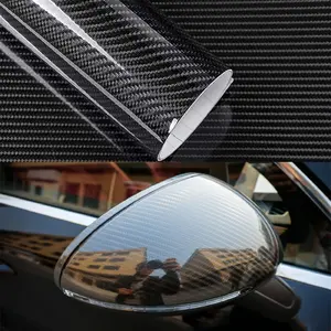 Carbon Fiber Vinyl Wrap 10ft x 1ft Self Adhesive Film, Black Vinyl Wrap Bubble Free with Air Release Technology,  for  DIY Exterior Interior Protection (Black Carbon Fiber, 10ft x 1ft)
