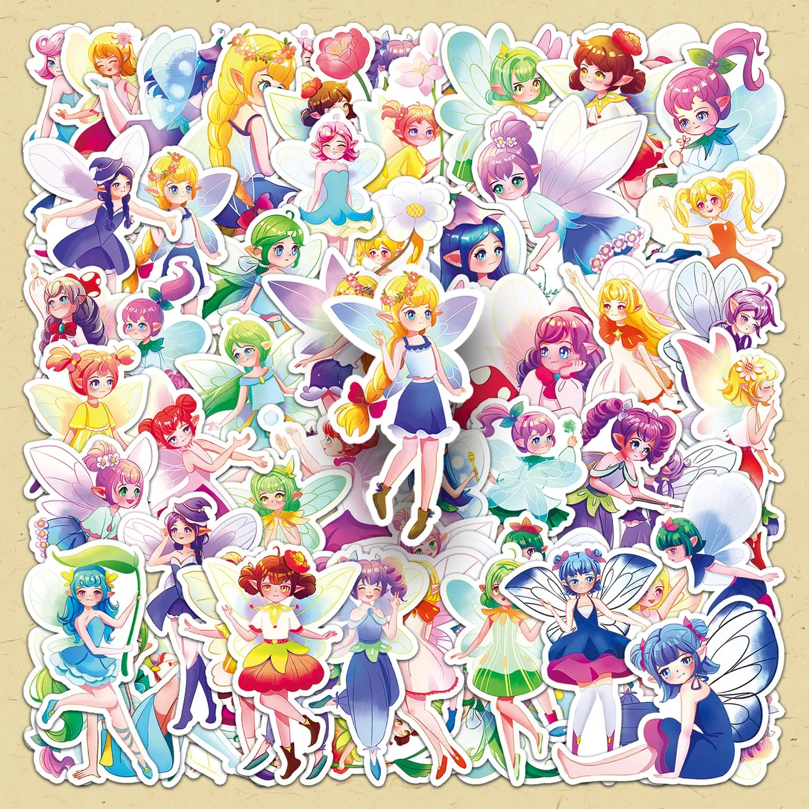 Cartoon Fairy Pattern Sticker, 100pcs/set Creative Cartoon Fairy Pattern Sticker, DIY Decorative Sticker for Scrapbooking & Journal Making