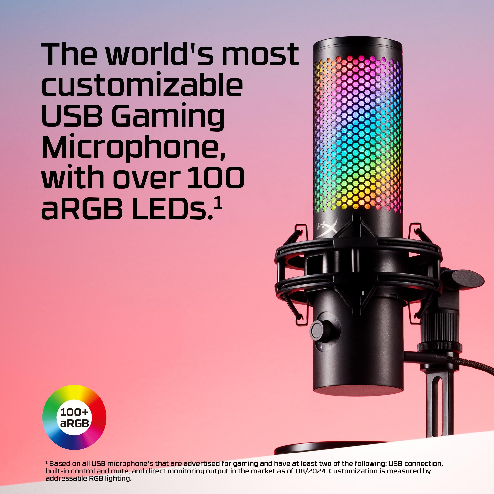 HyperX QuadCast 2 S USB Microphone with RGB Lighting, Tap-to-Mute Sensor, and Multifunction Knob for Enhanced Gaming Experience