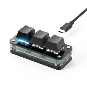 3-Key Knob RGB Macropad Keyboard, Compact Hot-Swap Red Switch USB-C Gaming Accessory for Computers, Photoshop, Multimedia