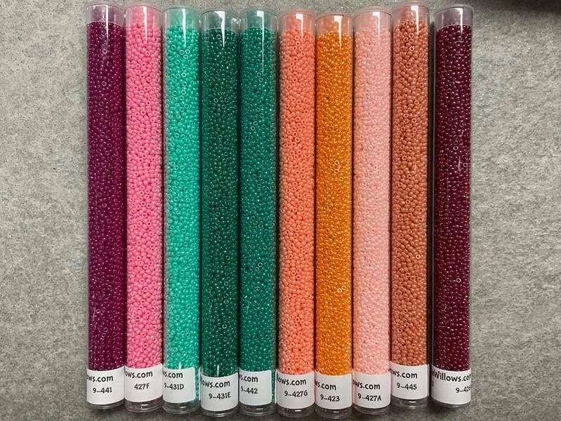 11/0 Seed Beads, 10 Color Set, Tropical Seas, Japanese Miyuki, apx 30 gram per 6” TUBES X 10 colors