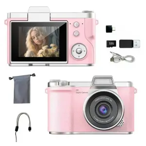 Compact Portable Flip Screen Camera, Entry-Level Digital Camera with Built-In Games & Creative Filters, Ideal Gift for Students & Beginners, Vlogging Camera