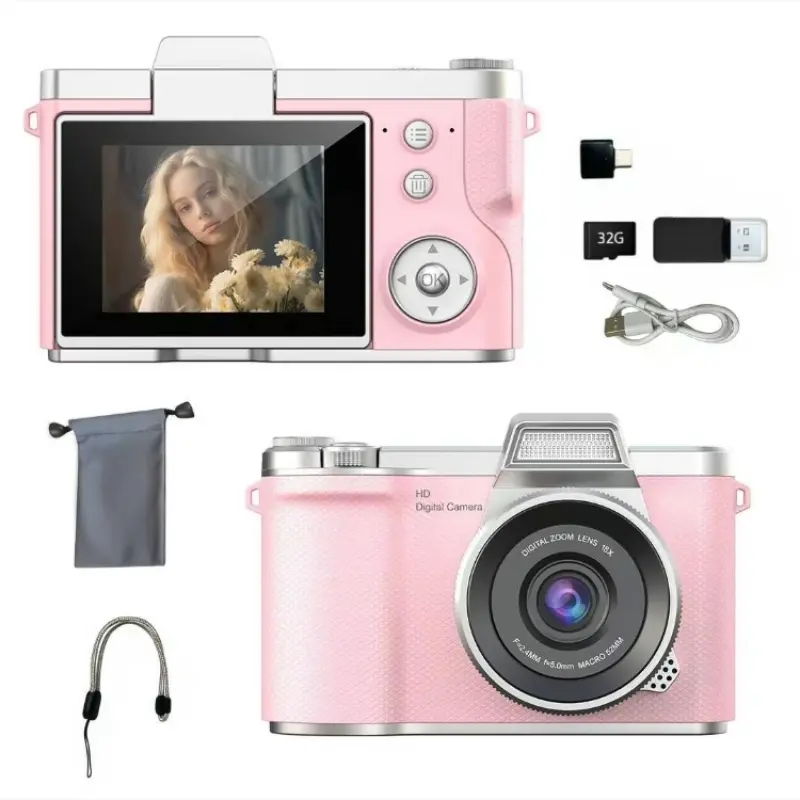 Portable Flip Camera – Compact Beginner Digital Camera, Lk-013 Model, Auto Focus, Optical Zoom, SD Card Compatible, Ideal for Novices, Pocket Camera