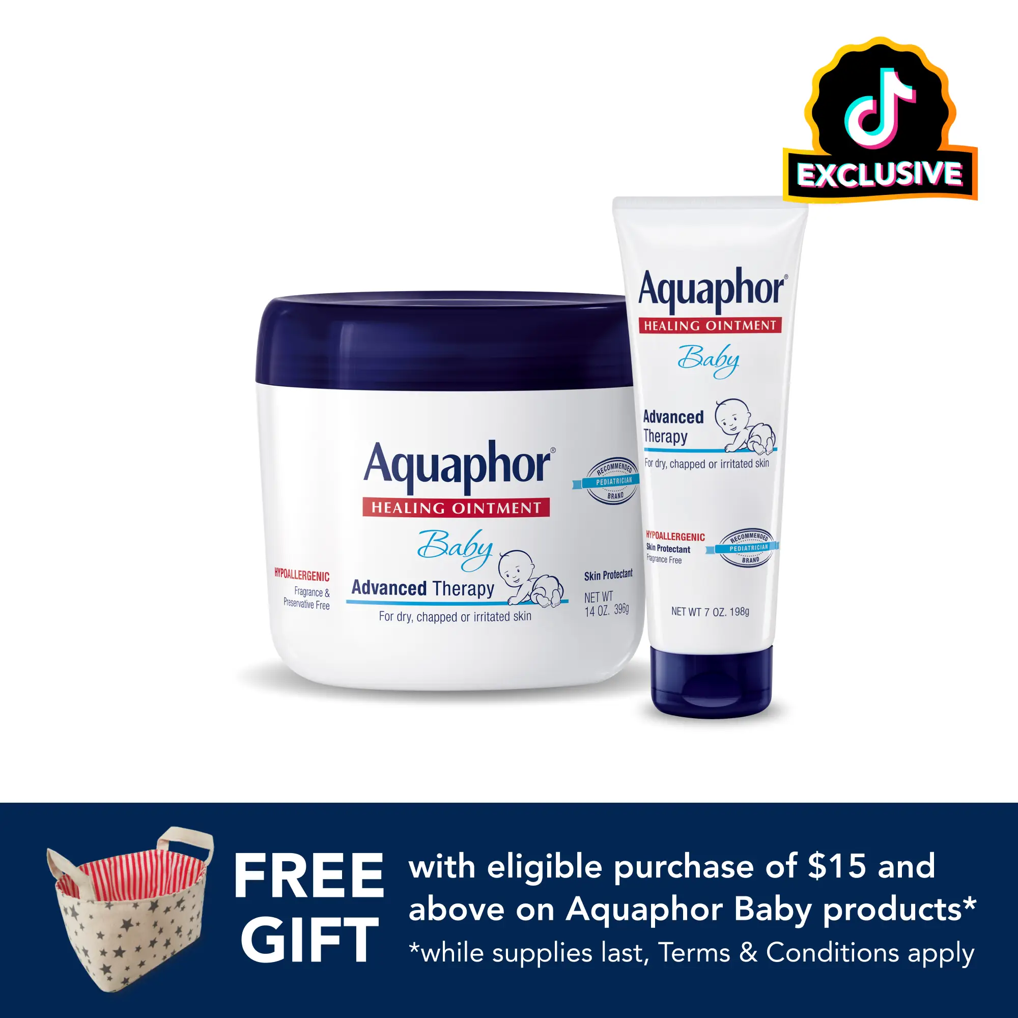 Baby Care Bundle: Aquaphor Baby Healing Ointment Advanced Therapy Skin Protectant, Dry Skin and Diaper Rash Ointment, 14 Oz Jar and Aquaphor Baby Heal