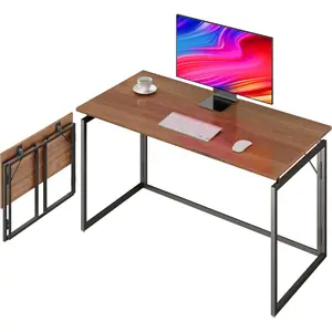 Folding Desk - 31.5" Wooden Top Folding Desk for Small Spaces, No Assembly Required, Compact Desk for Home Office Writing and Study