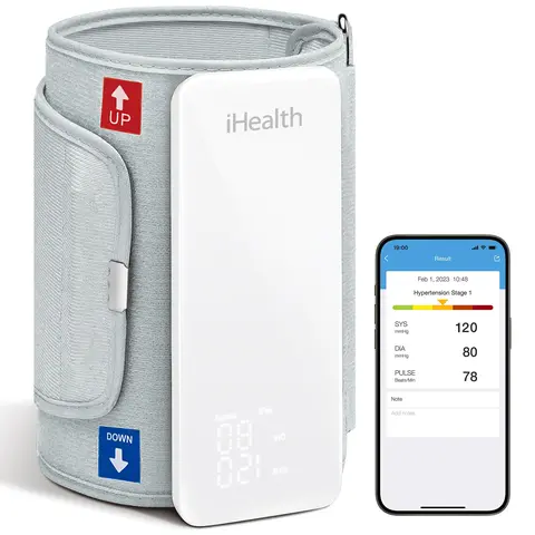 iHealth Neo Wireless Upper Arm Blood Pressure Monitor - Healthcare, Selfcare, Home Use Blood Pressure Monitor, Rechargeable BP Machine, HSA/FSA Eligible, Bluetooth, Ultra-Thin, Portable, App-Enabled for iOS & Android