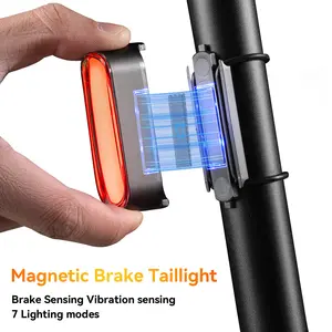 ROCKBROS Magnetic Smart Tail Light with Brake Sensing IPX6 Waterproof