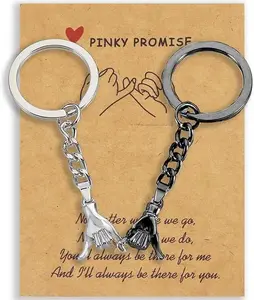 2PC Pinkie Promise Matching Couples Keychain Gift for Boyfriend Girlfriend Long Distance Men accessories