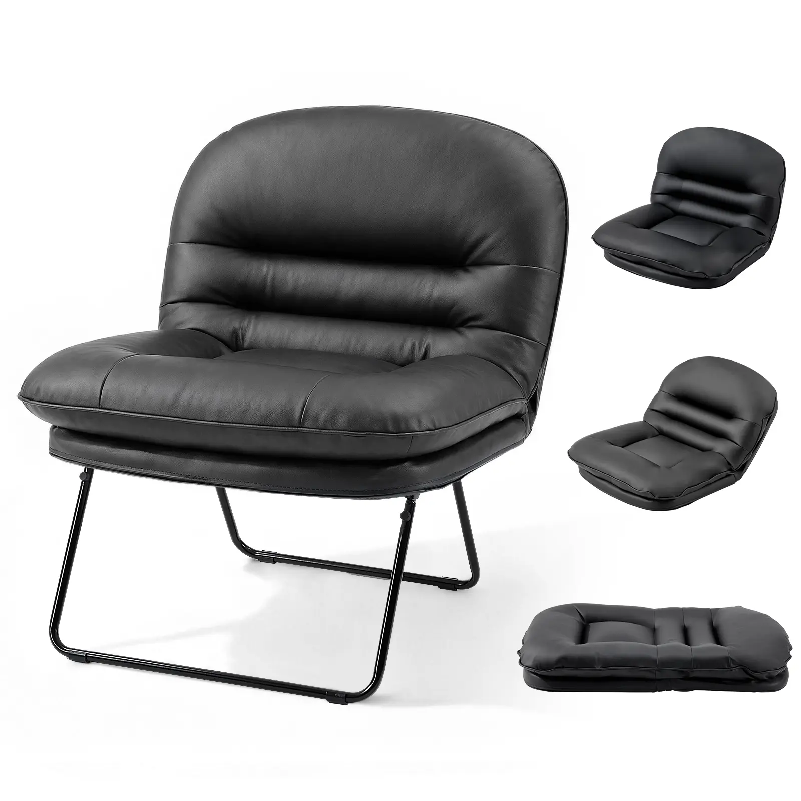 Comfy Saucer Chair, Foldable Padded Chairs for Bedroom, Dorm & Gaming, Foldable Fashion Floor Chair with Back Support for Small Spaces